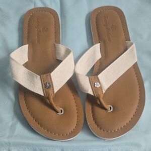 Tommy Bahama Women's Cream and Tan Sandals